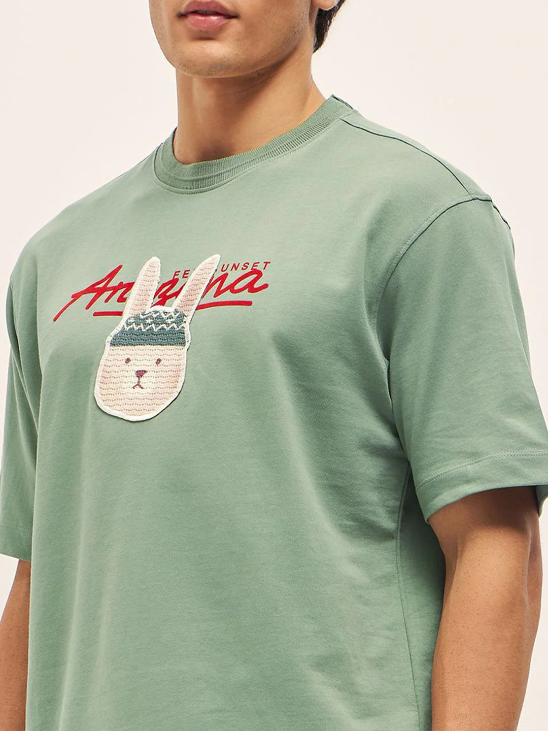 THE BEAR HOUSE Men Graphic Printed Round Neck Pure Cotton Oversized T-shirt - Image 3