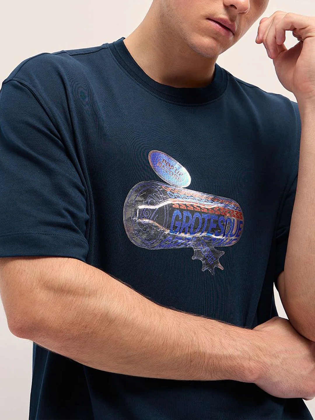 THE BEAR HOUSE Men Graphic Printed Round Neck Cotton Oversized T-shirt - Image 3