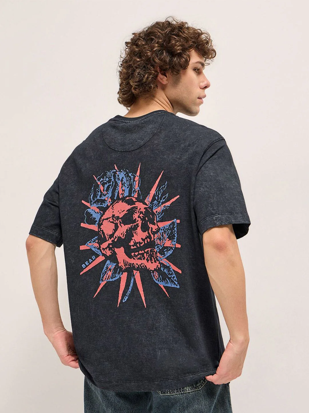 THE BEAR HOUSE Men Graphic Printed Round Neck Cotton Relaxed Fit T-shirt