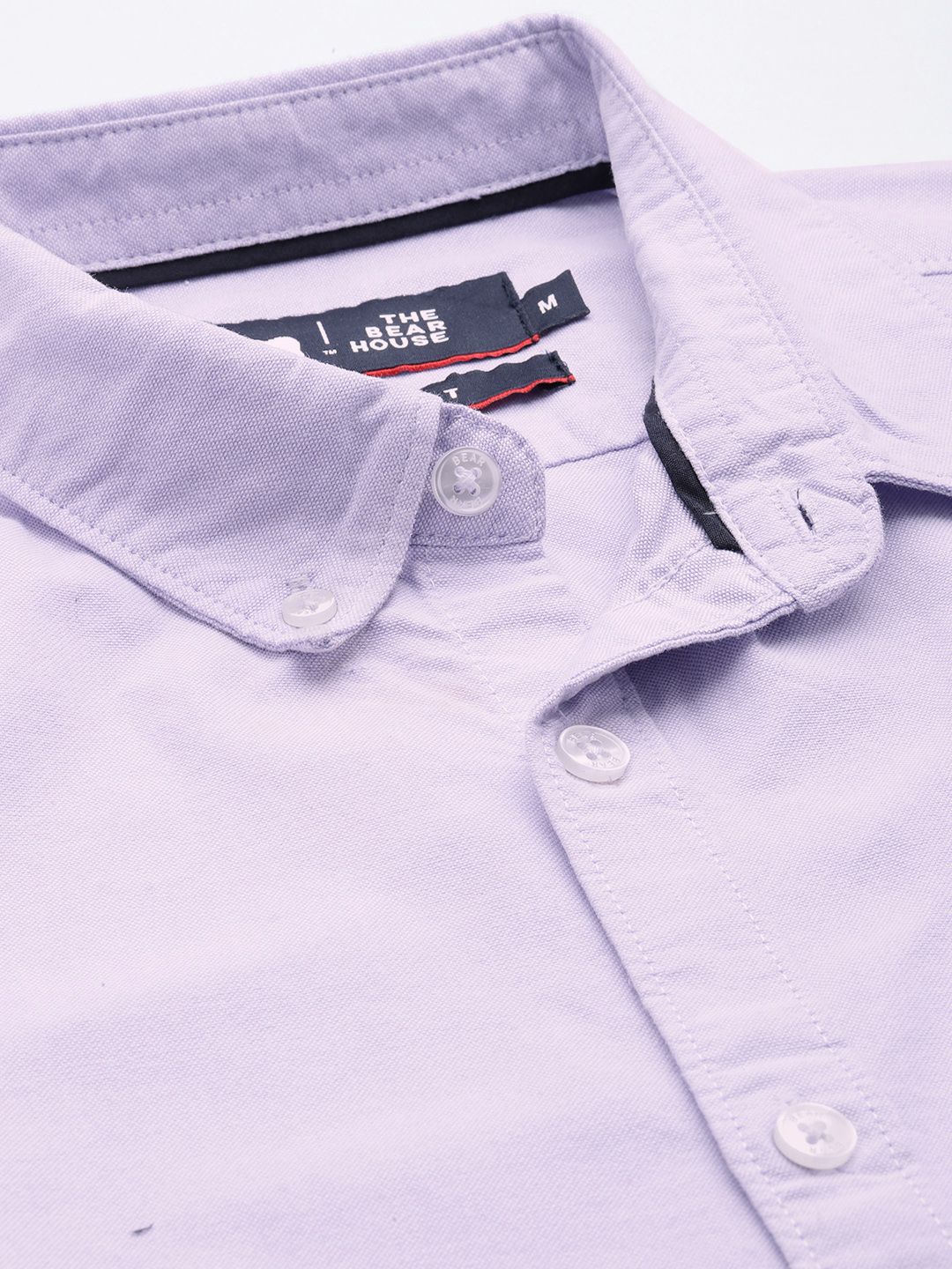 THE BEAR HOUSE Men Lavender Pure Cotton Solid Slim Fit Casual Shirt - Image 2