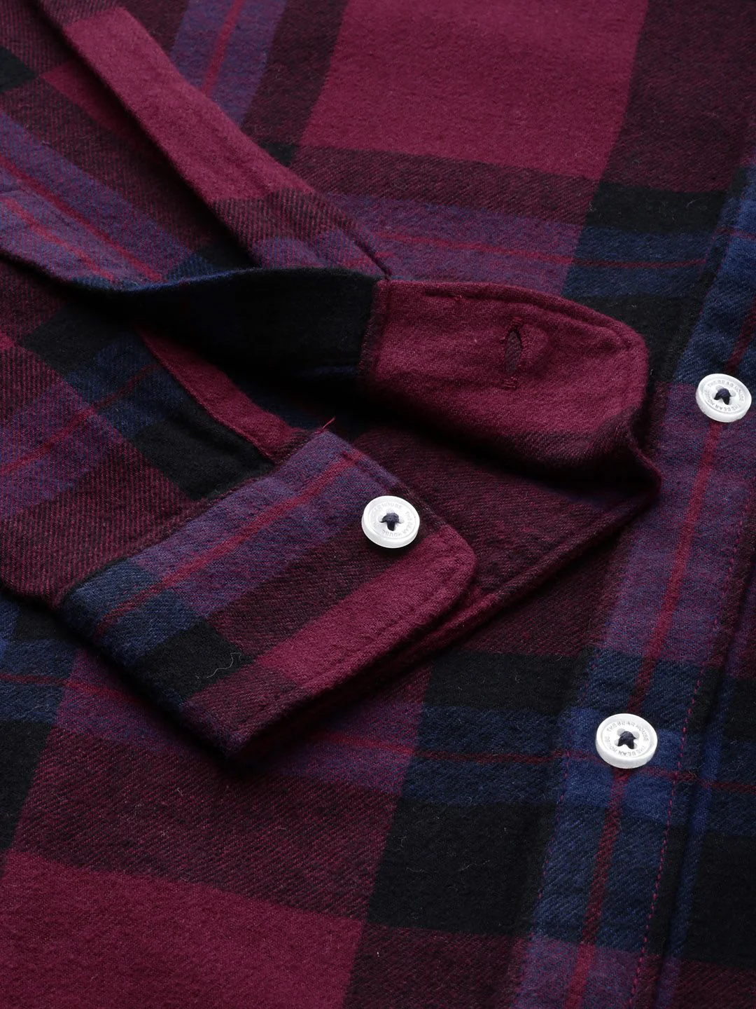 THE BEAR HOUSE Men Maroon & Navy Blue Slim Fit Checked Flannel Casual Shirt - Image 3