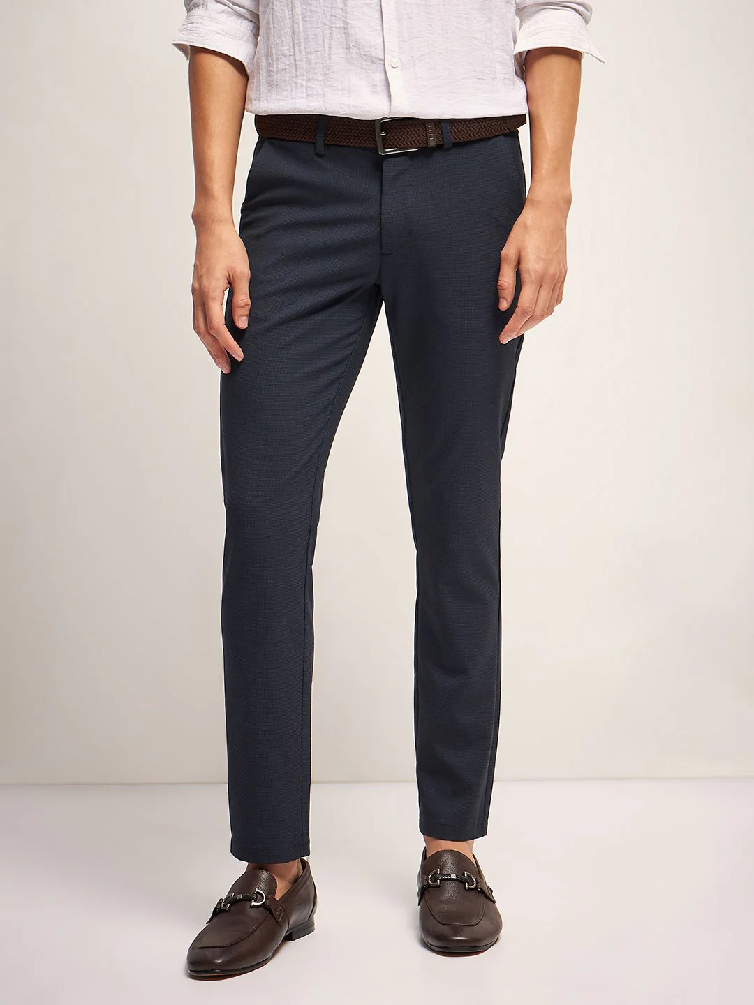 THE BEAR HOUSE Men Mid-Rise Slim Fit Regular Trousers