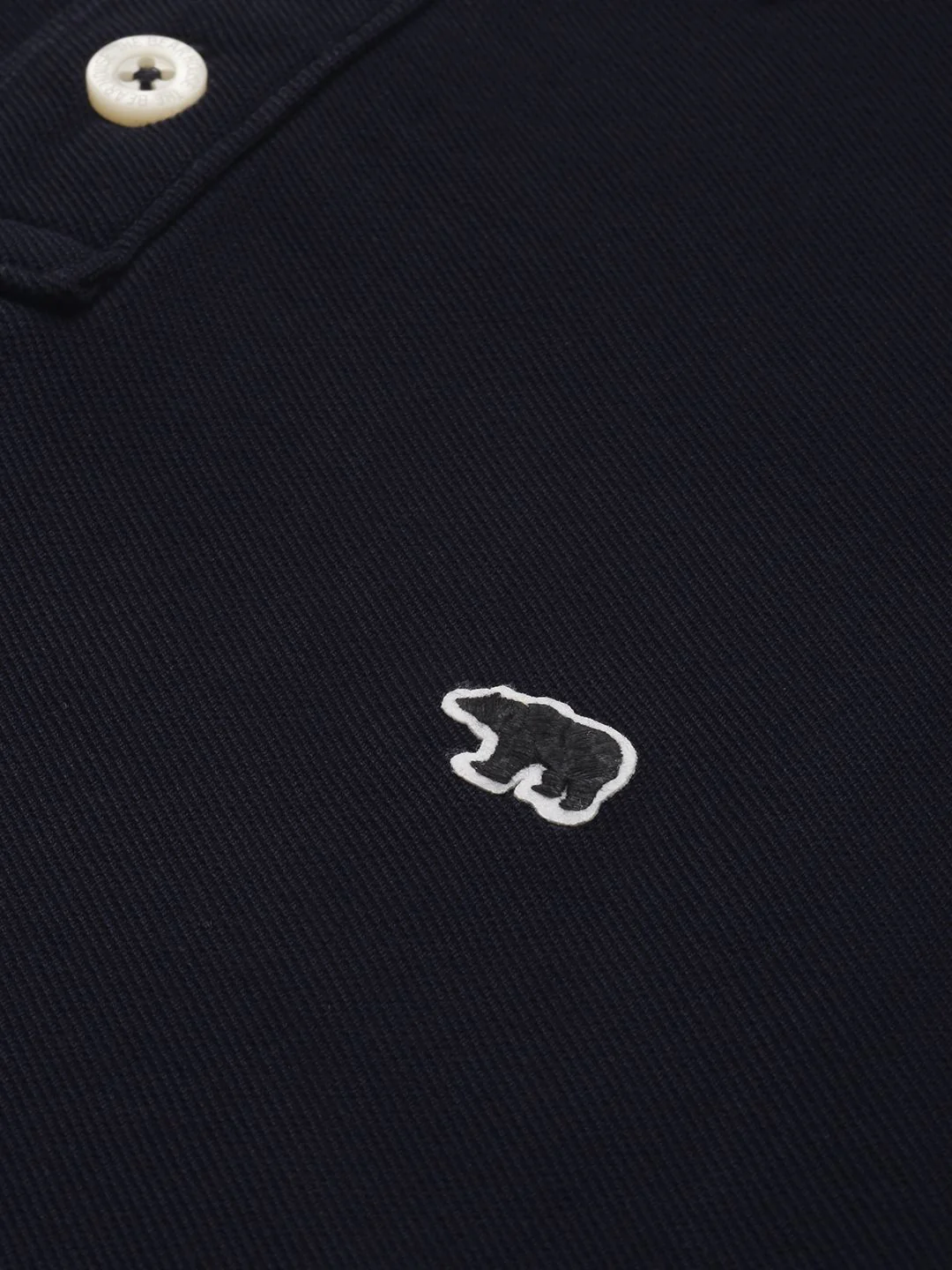 THE BEAR HOUSE Men Navy Blue Pure Cotton Solid Polo Collar Slim Fit T-shirt - Image 2