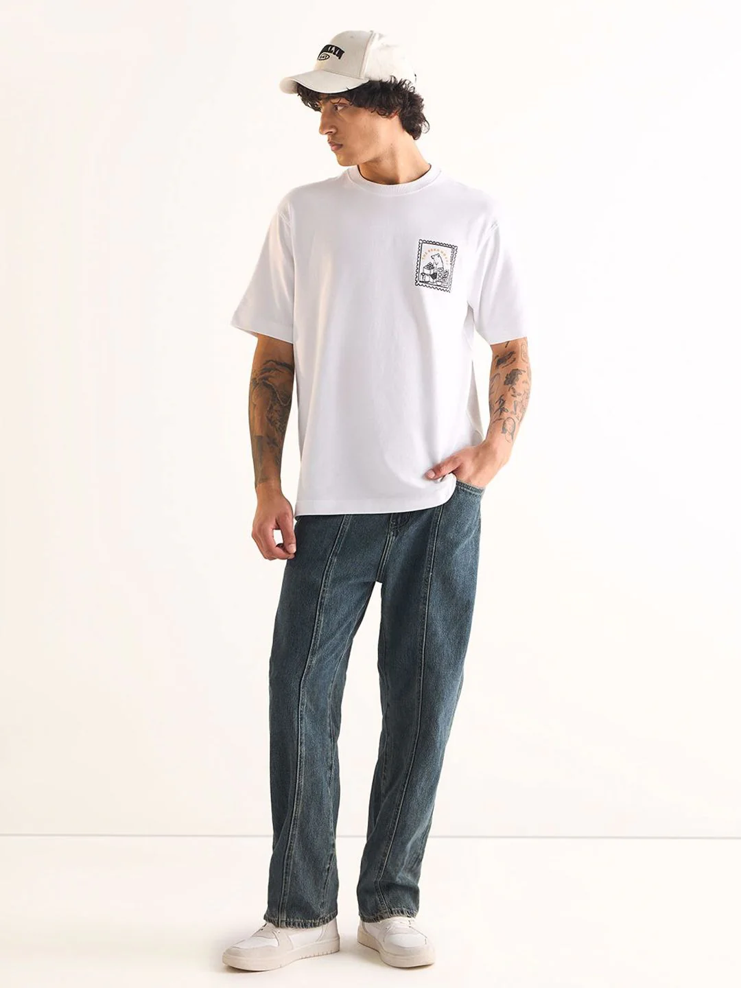 THE BEAR HOUSE Men Printed Drop-Shoulder Sleeves T-shirt - Image 6