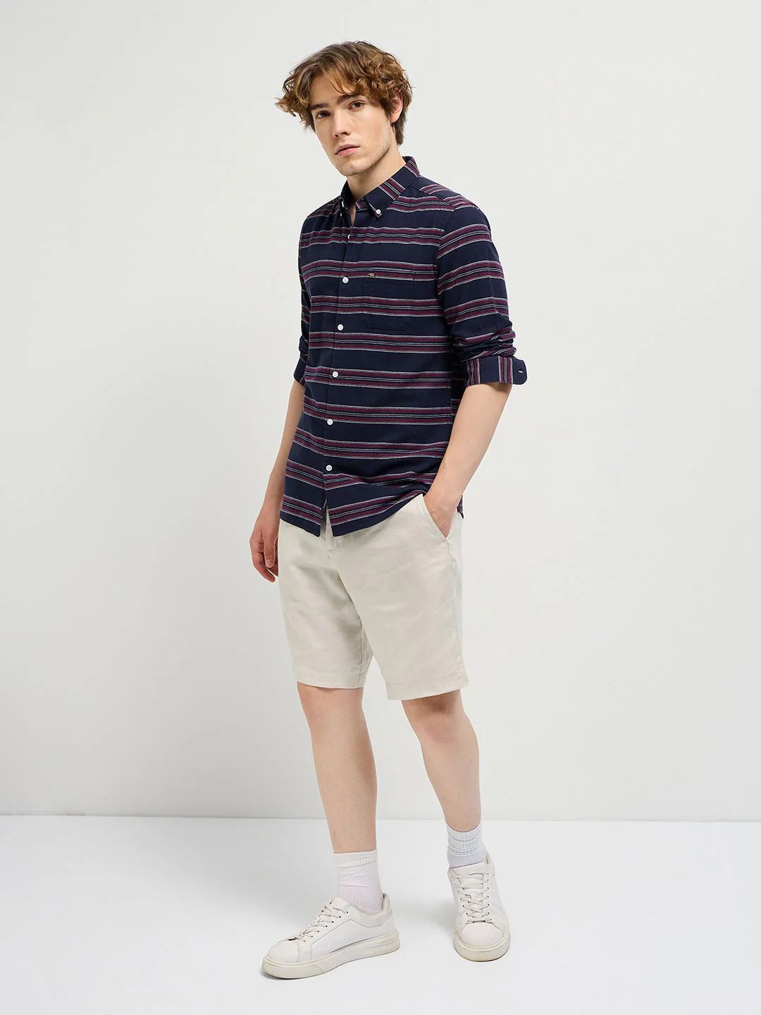 THE BEAR HOUSE Men Pure Cotton Slim Fit Striped Casual Shirt - Image 6