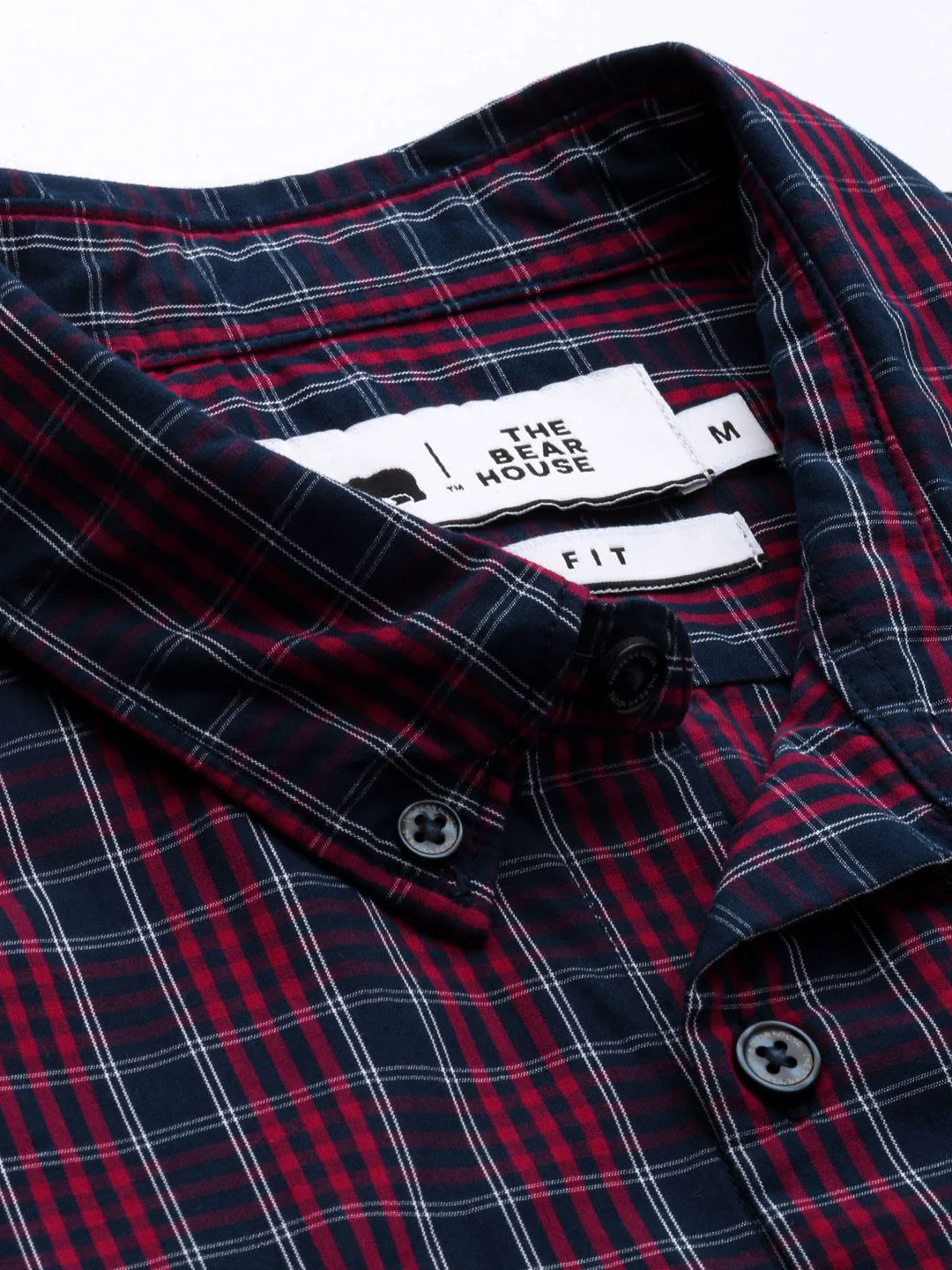 THE BEAR HOUSE Men Red & Navy Blue Slim Fit Checked Casual Shirt - Image 2