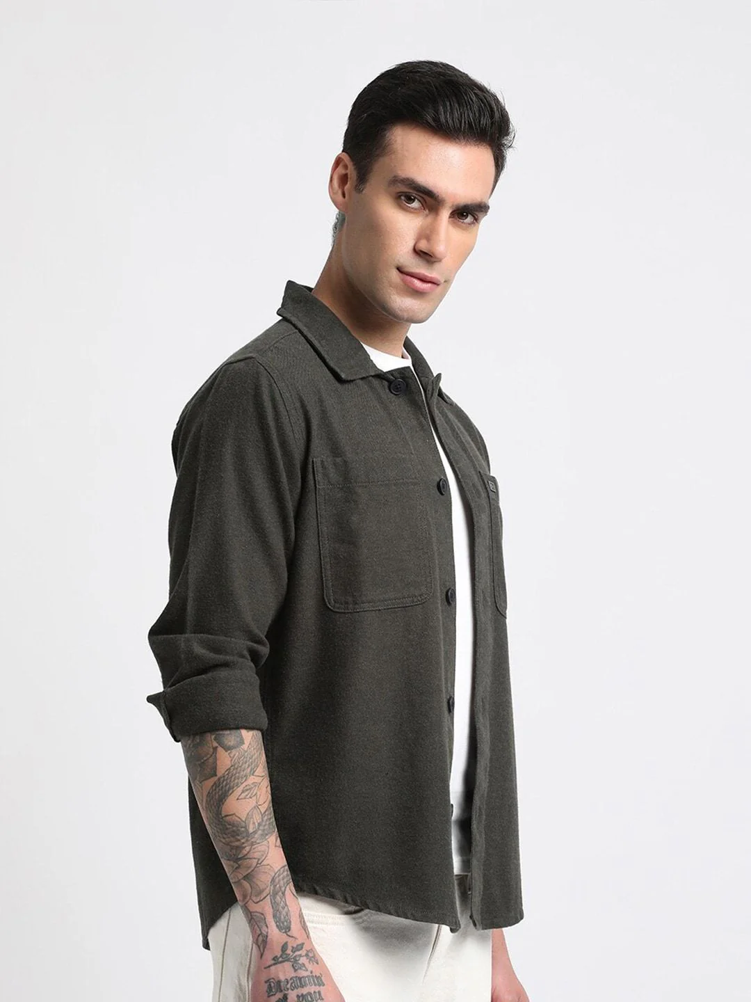 THE BEAR HOUSE Men Regular Fit Flannel Cotton Shacket - Image 3