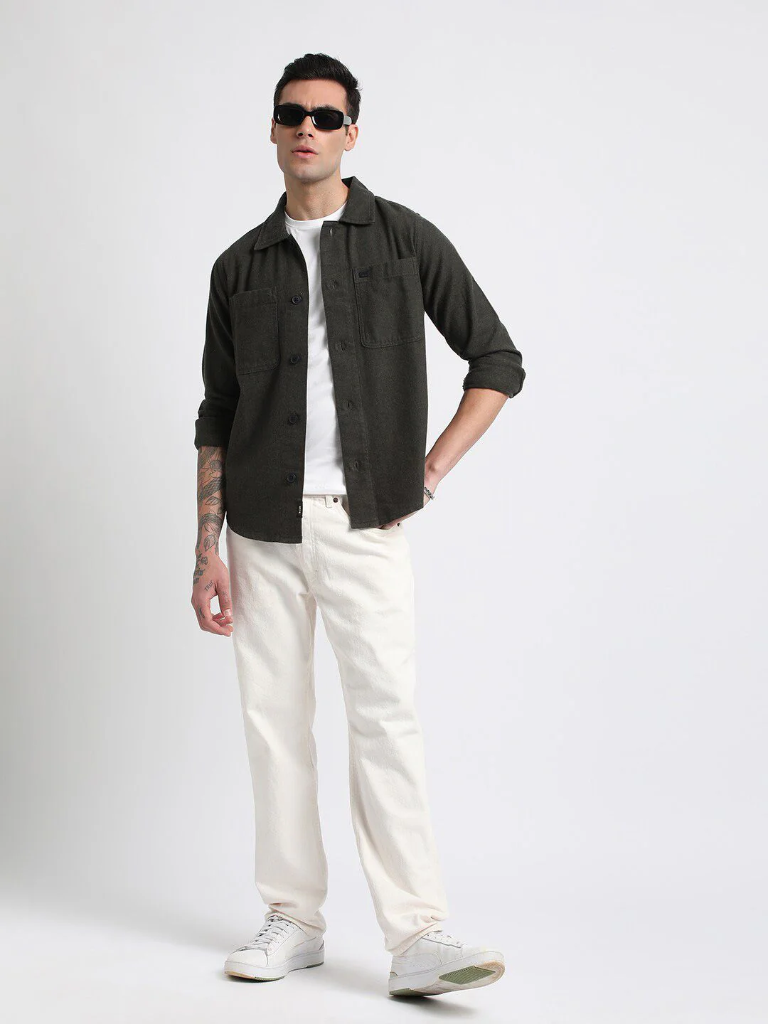 THE BEAR HOUSE Men Regular Fit Flannel Cotton Shacket - Image 4