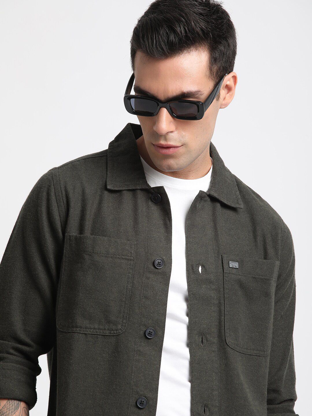 THE BEAR HOUSE Men Regular Fit Flannel Cotton Shacket - Image 6