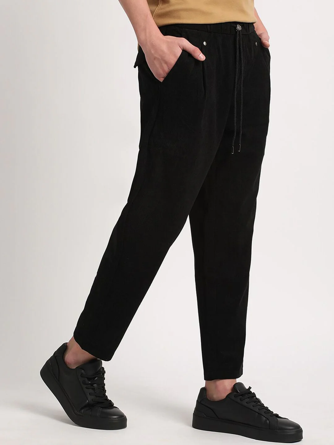 THE BEAR HOUSE Men Relaxed Loose Fit Corduroy Cotton Regular Trousers - Image 2