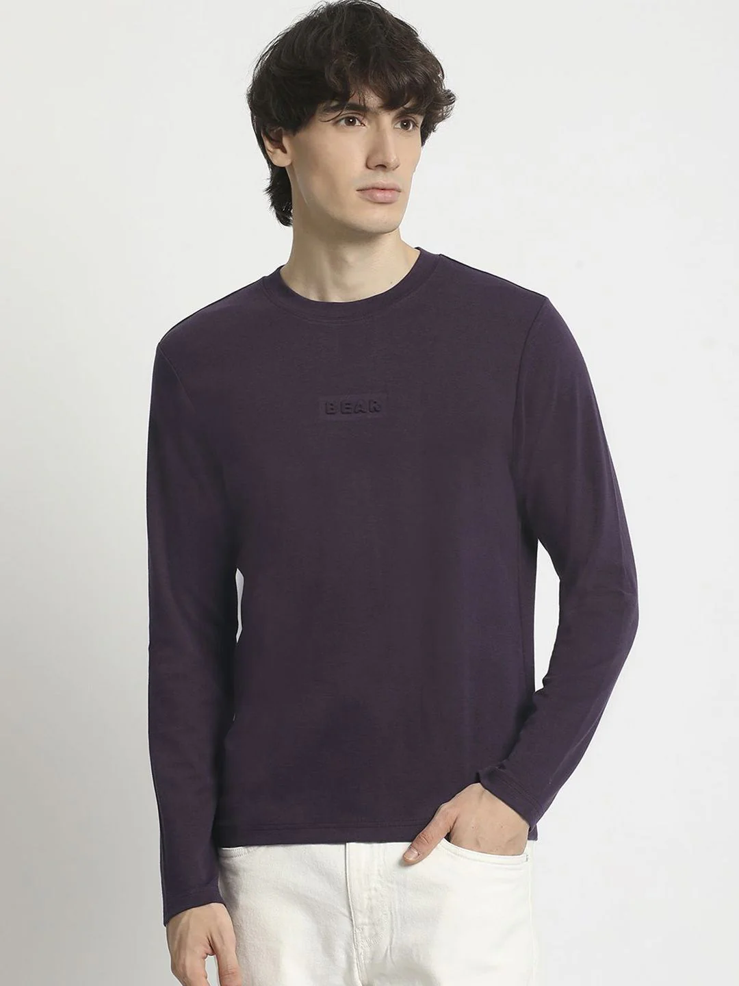 THE BEAR HOUSE Men Round Neck Solid T-shirt
