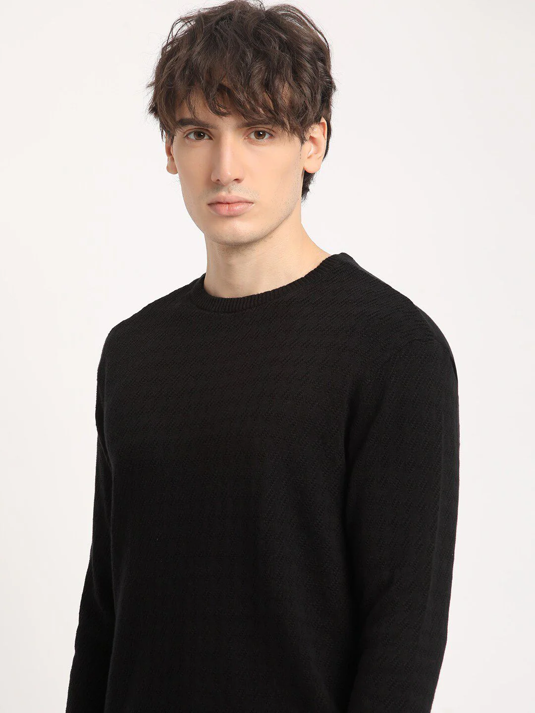 THE BEAR HOUSE Men Self Design Relaxed Fit cotton Crew Neck Solid T-shirt - Image 3