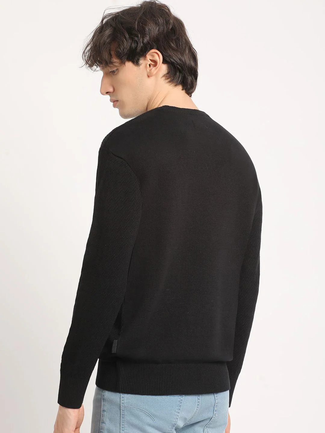THE BEAR HOUSE Men Self Design Relaxed Fit cotton Crew Neck Solid T-shirt - Image 4