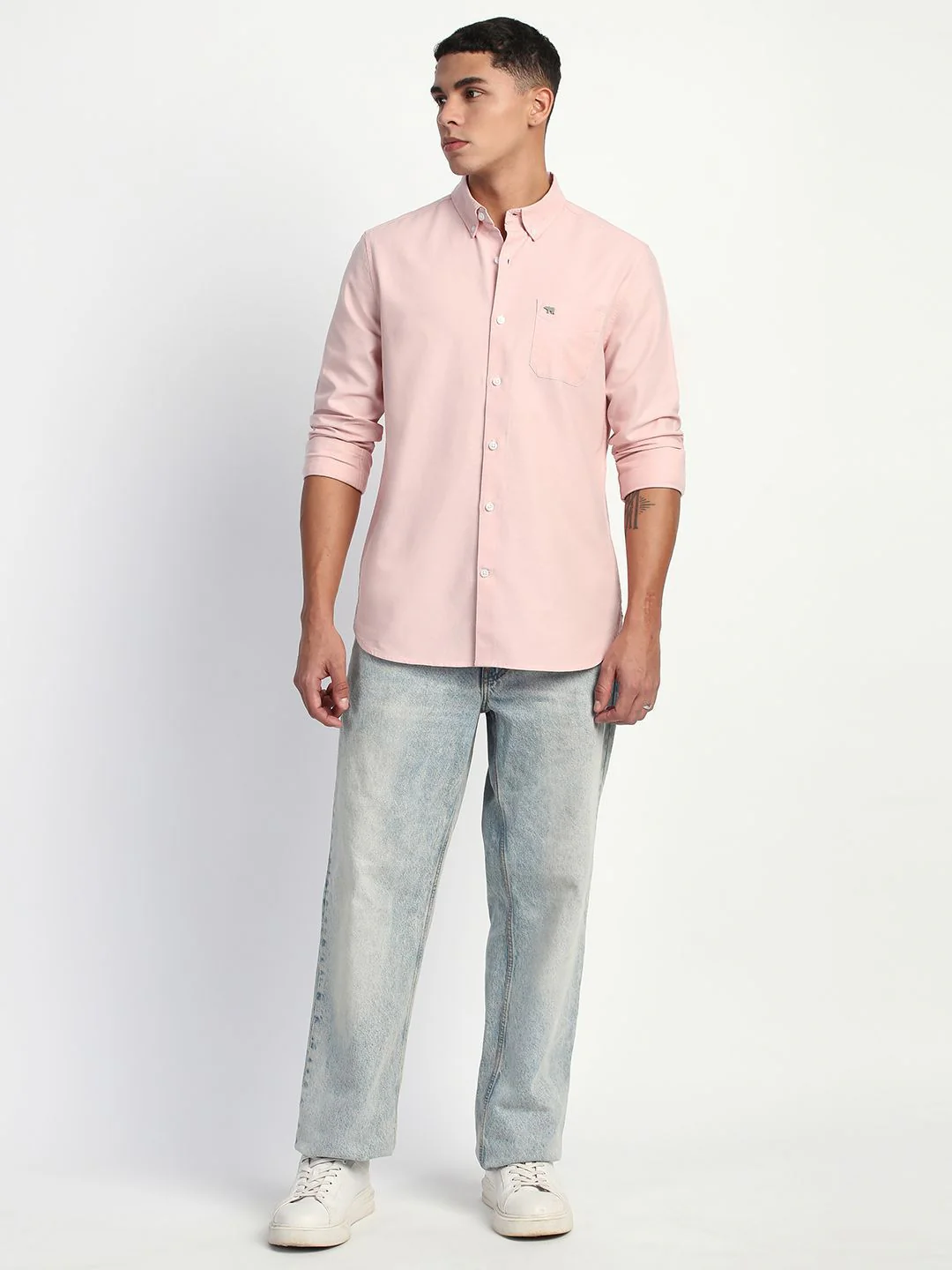 THE BEAR HOUSE Men Slim Fit Button-Down Collar Pure Cotton Solid Casual Shirt - Image 6