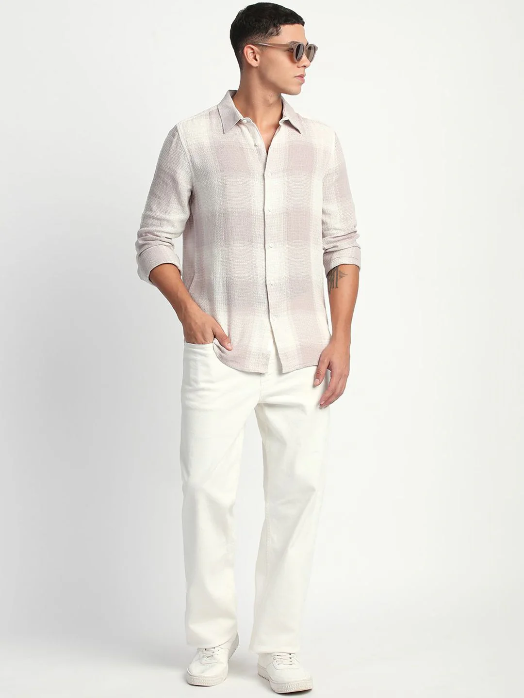 THE BEAR HOUSE Men Slim Fit Checked Casual Shirt - Image 6
