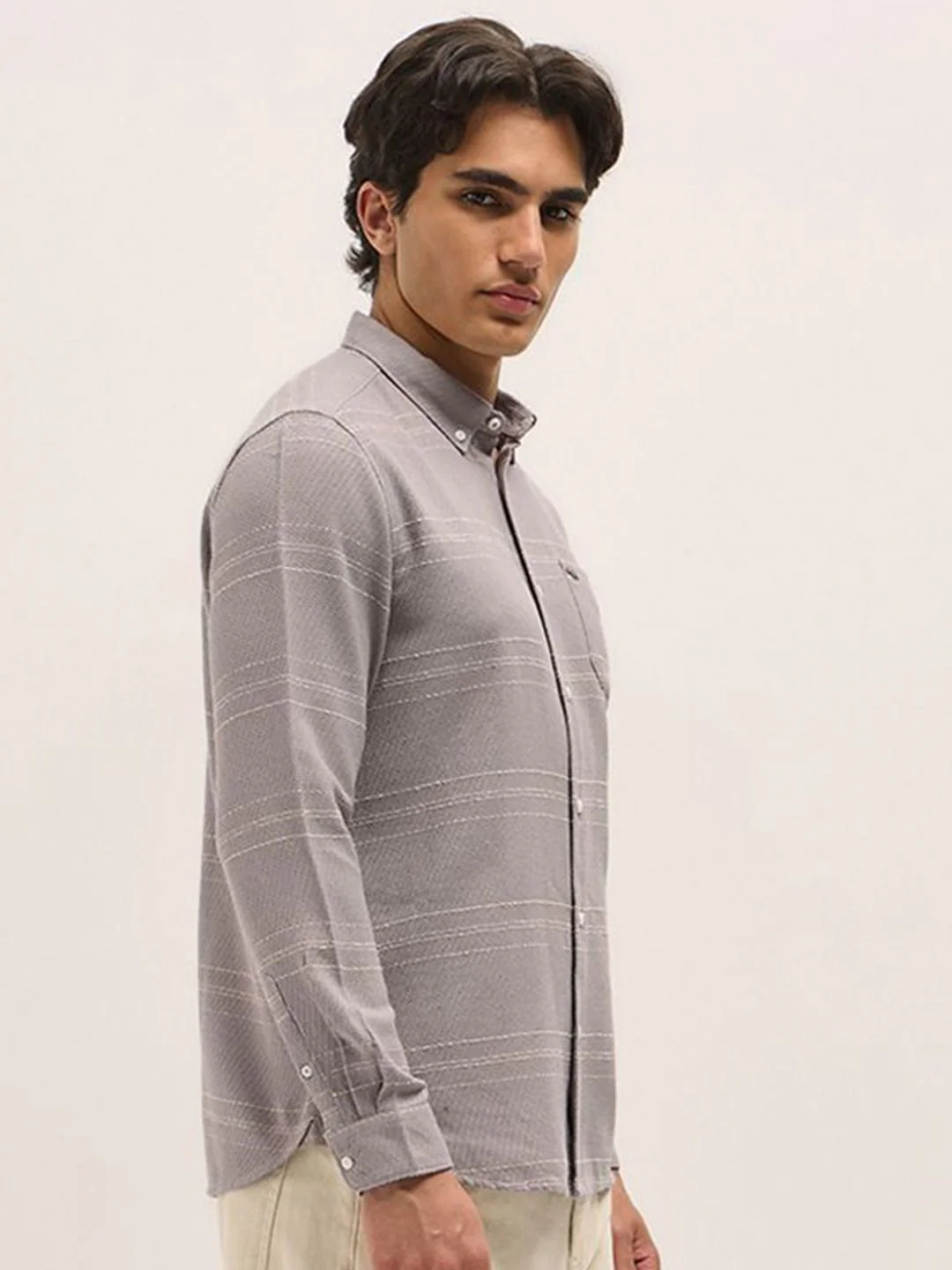 THE BEAR HOUSE Men Slim Fit Horizontal Stripes Opaque Striped Casual Shirt - Image 3