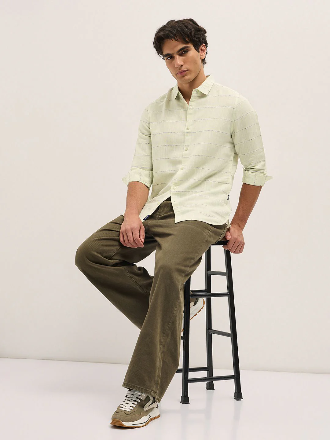 THE BEAR HOUSE Men Slim Fit Horizontal Stripes Opaque Striped Casual Shirt - Image 6