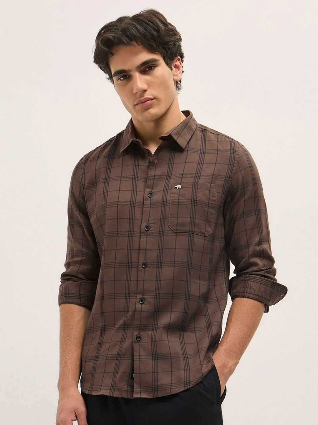 THE BEAR HOUSE Men Slim Fit Opaque Checked Casual Shirt