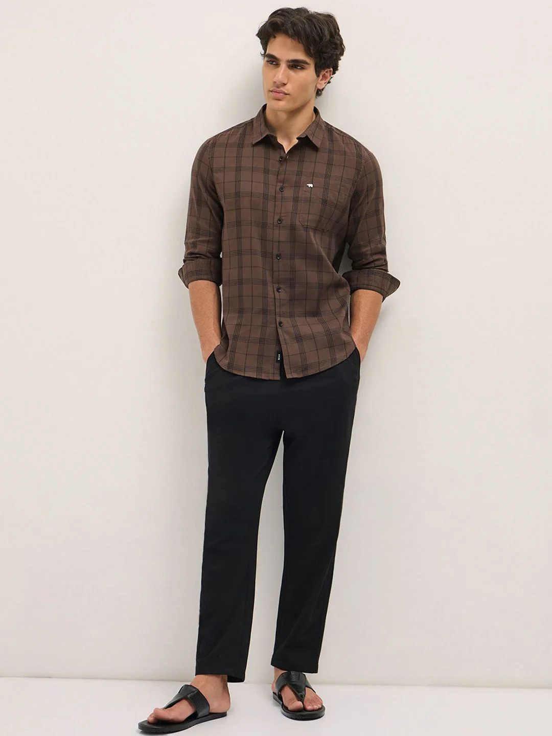 THE BEAR HOUSE Men Slim Fit Opaque Checked Casual Shirt - Image 4