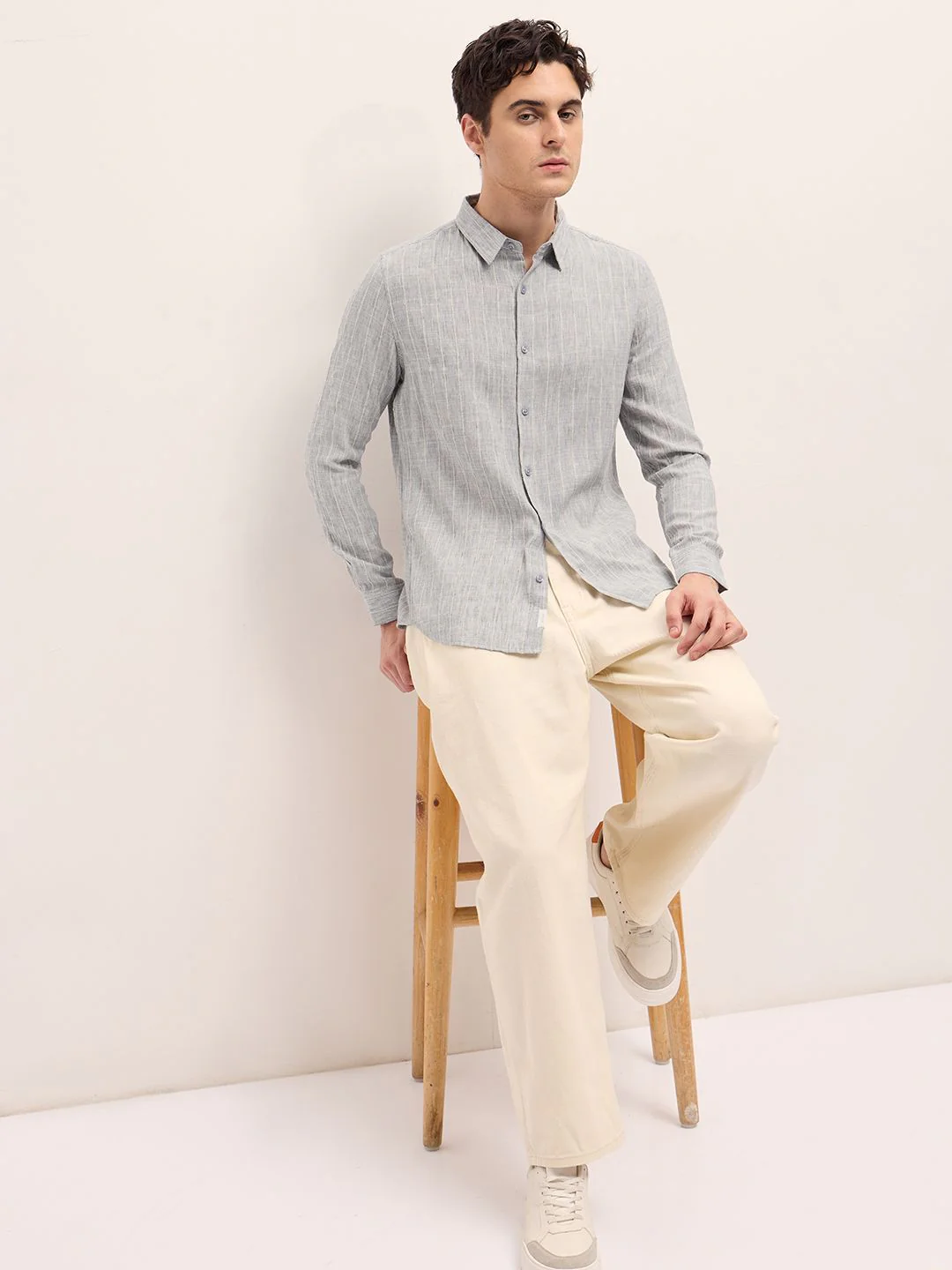 THE BEAR HOUSE Men Slim Fit Spread Collar Multi Striped Casual Shirt - Image 6