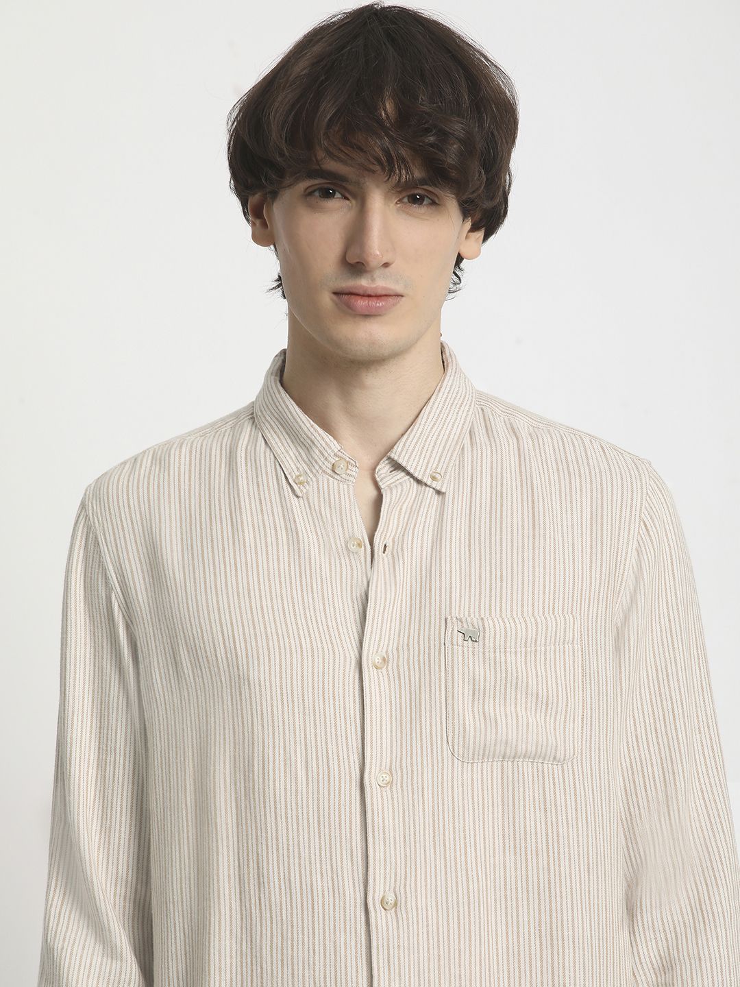 THE BEAR HOUSE Men Slim Fit Striped Casual Pure Cotton Shirt