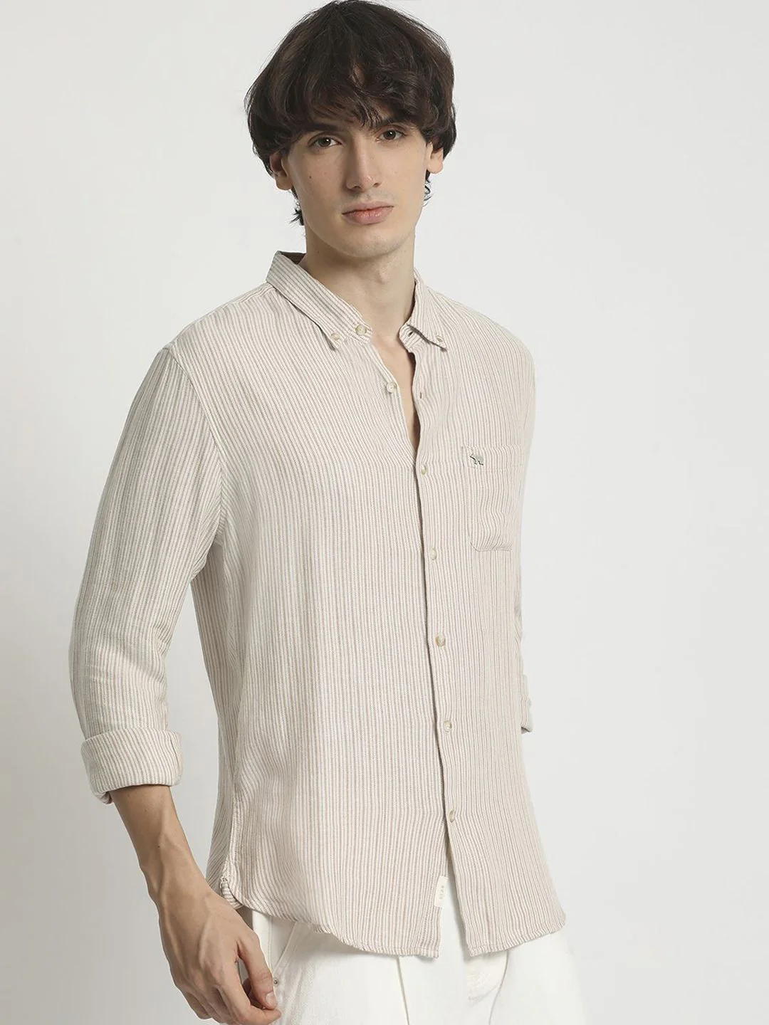 THE BEAR HOUSE Men Slim Fit Striped Casual Pure Cotton Shirt - Image 5