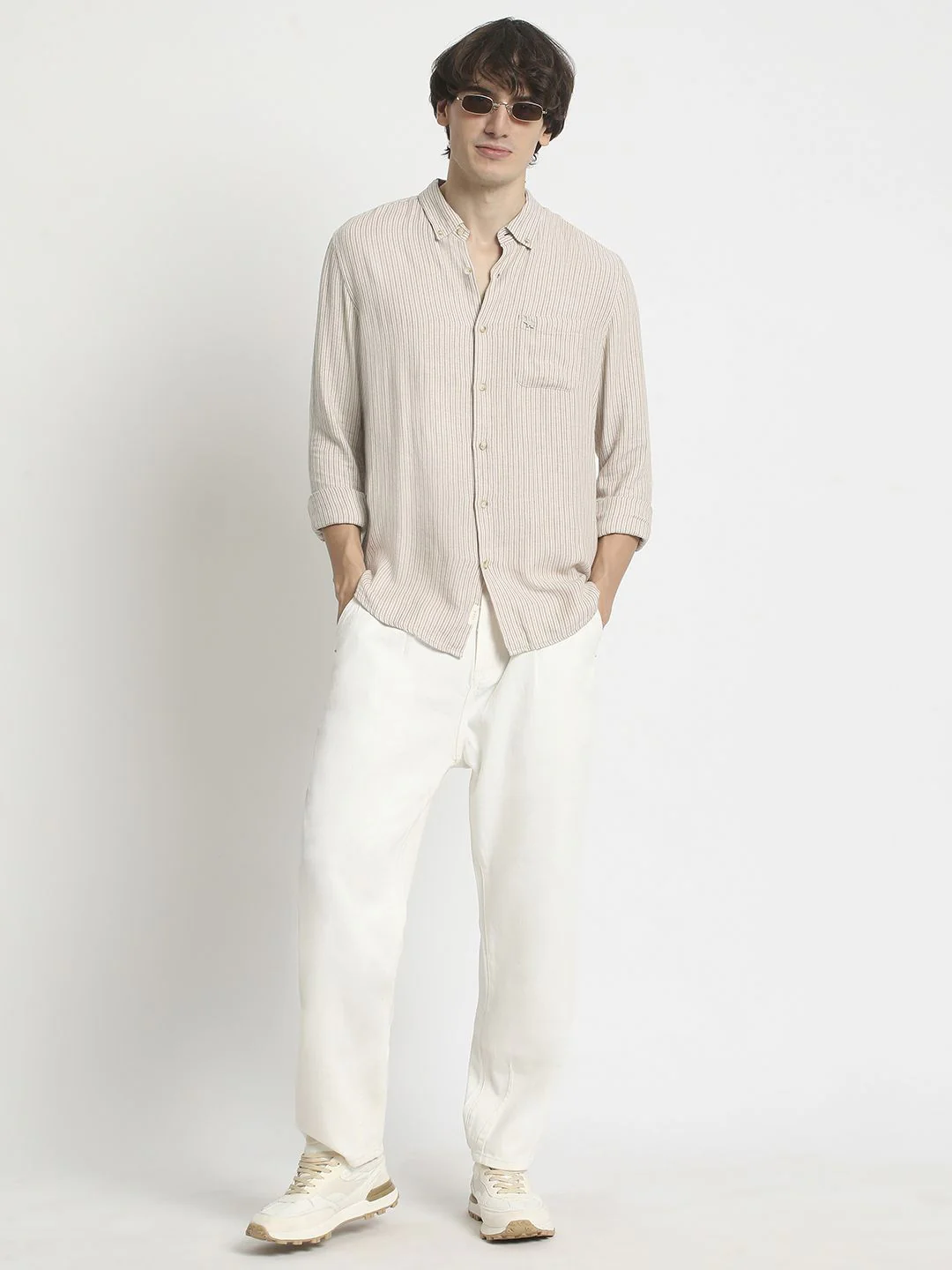 THE BEAR HOUSE Men Slim Fit Striped Casual Pure Cotton Shirt - Image 6