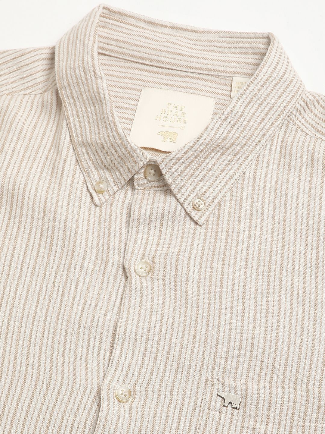 THE BEAR HOUSE Men Slim Fit Striped Casual Pure Cotton Shirt - Image 7