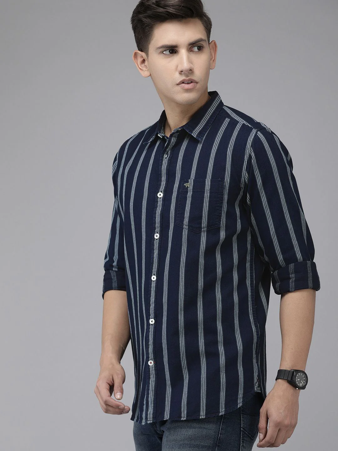 THE BEAR HOUSE Men Slim Fit Striped Casual Shirt - Image 5