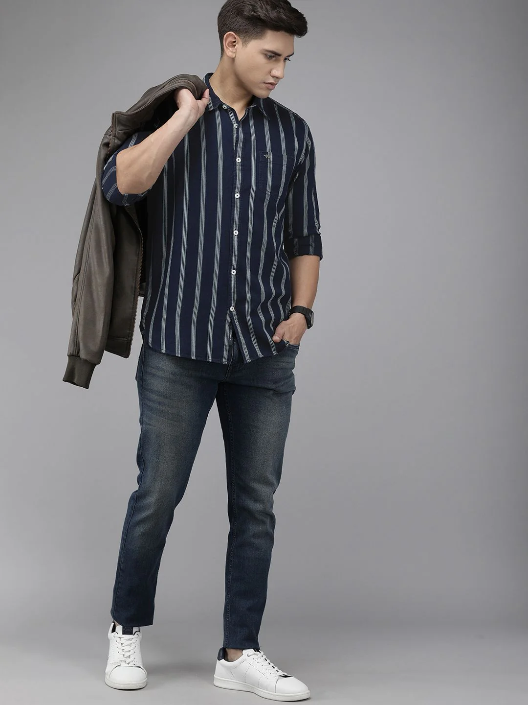 THE BEAR HOUSE Men Slim Fit Striped Casual Shirt - Image 6