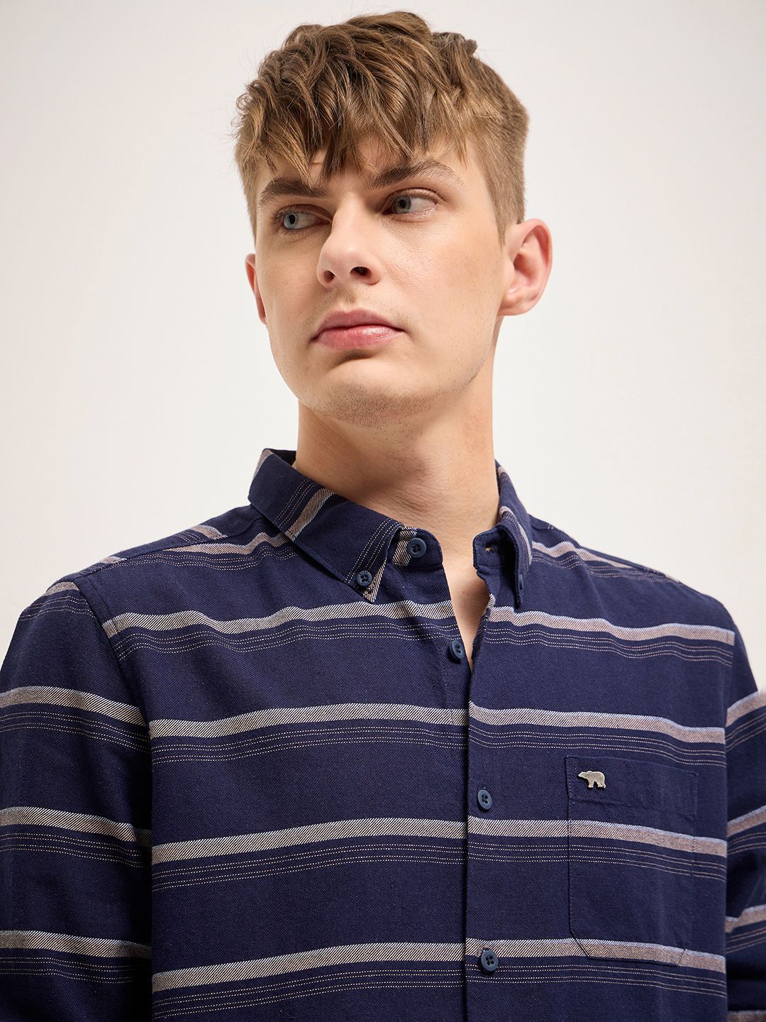 THE BEAR HOUSE Men Slim Fit Striped Casual Shirt - Image 3