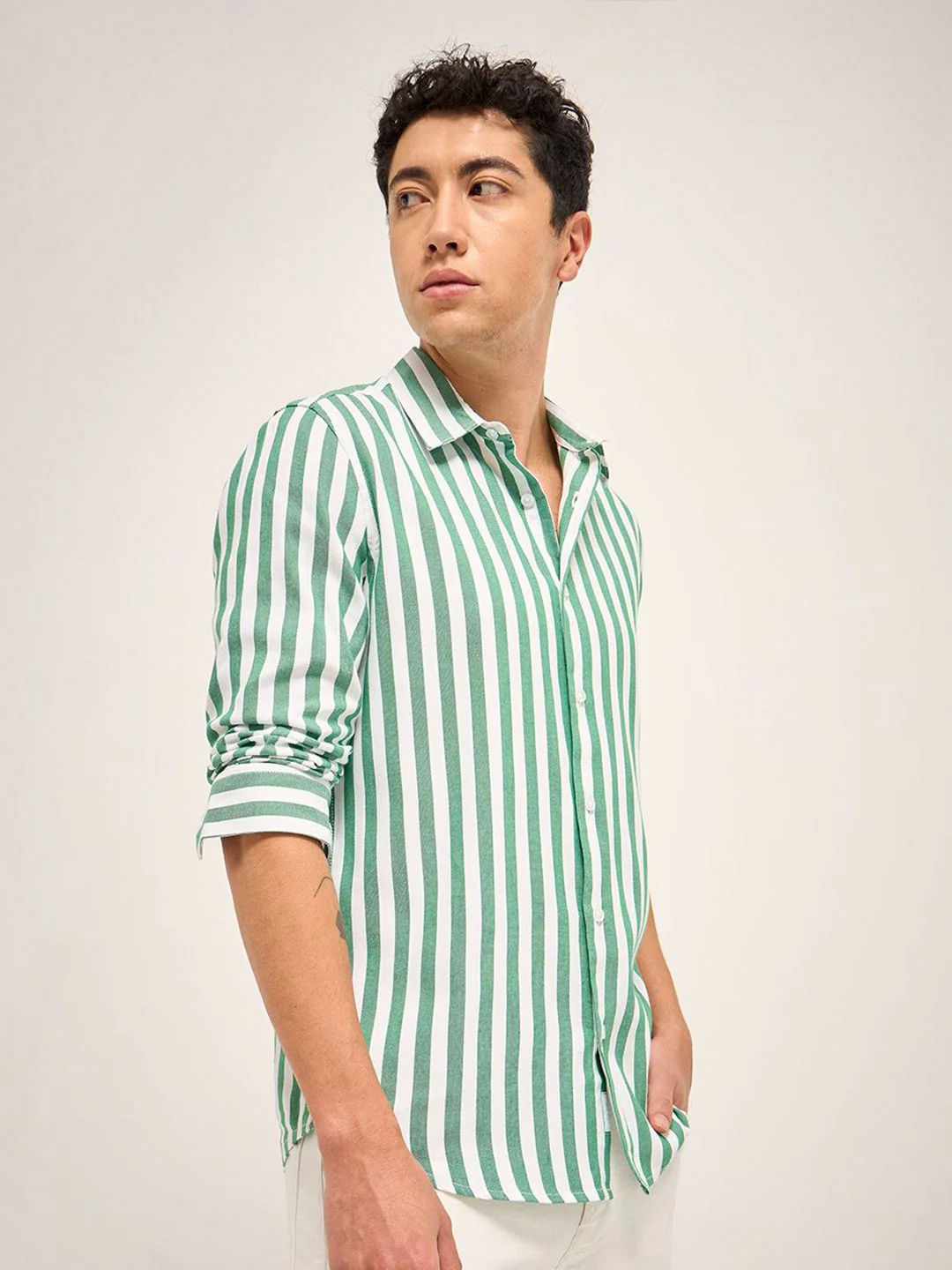 THE BEAR HOUSE Men Slim Fit Striped Casual Shirt - Image 3