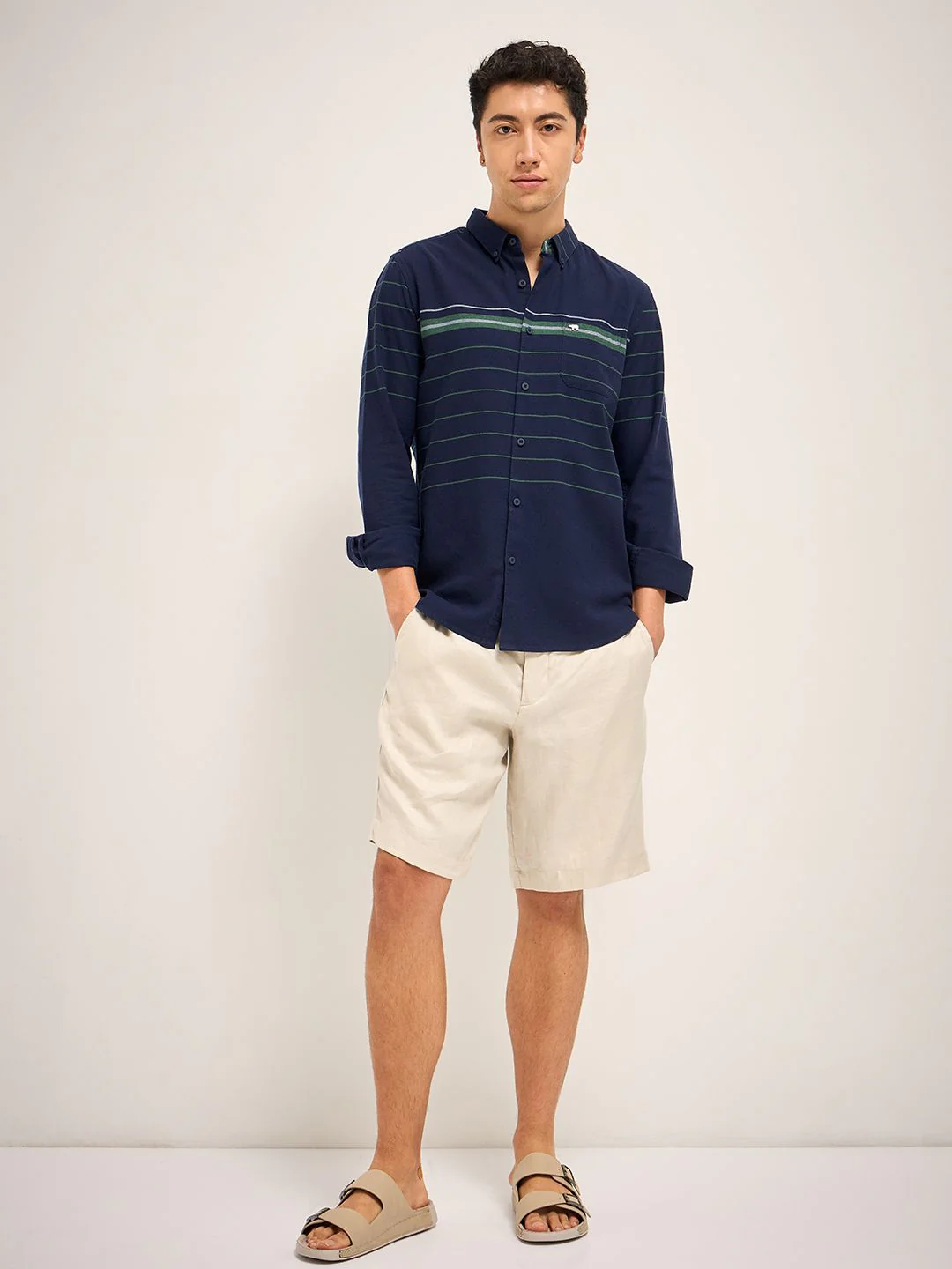 THE BEAR HOUSE Pure Cotton Slim Fit Striped Casual Shirt - Image 4