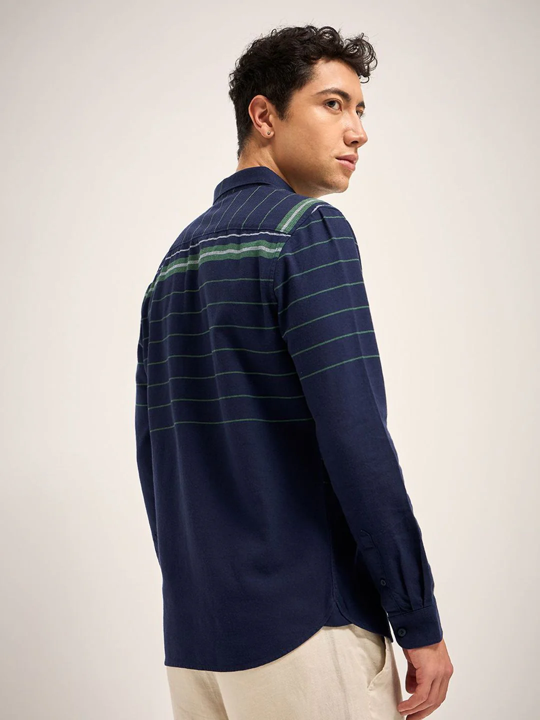 THE BEAR HOUSE Pure Cotton Slim Fit Striped Casual Shirt - Image 5