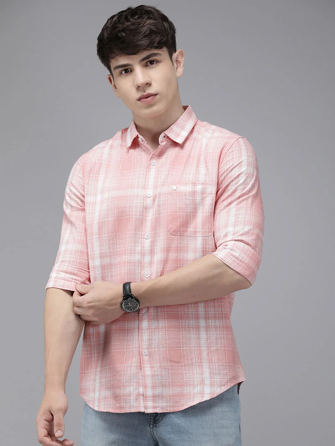 THE BEAR HOUSE Men Slim Fit Tartan Checked Casual Shirt - Image 5