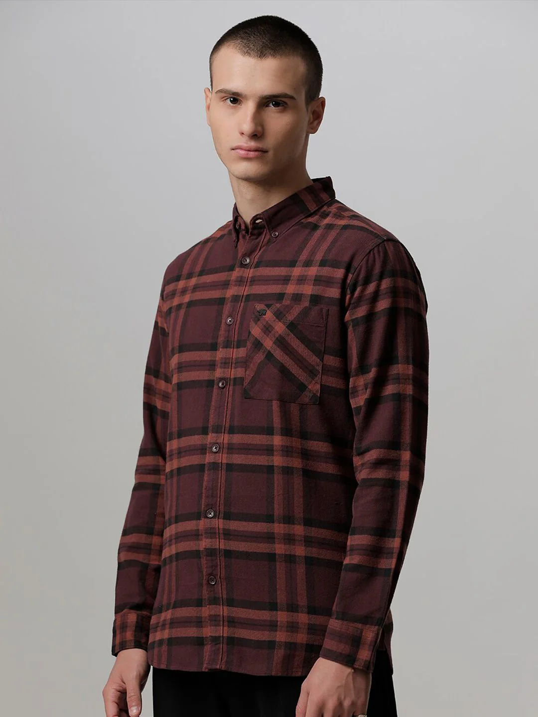 THE BEAR HOUSE Men Slim Fit Tartan Checked Pure Cotton Casual Shirt - Image 3