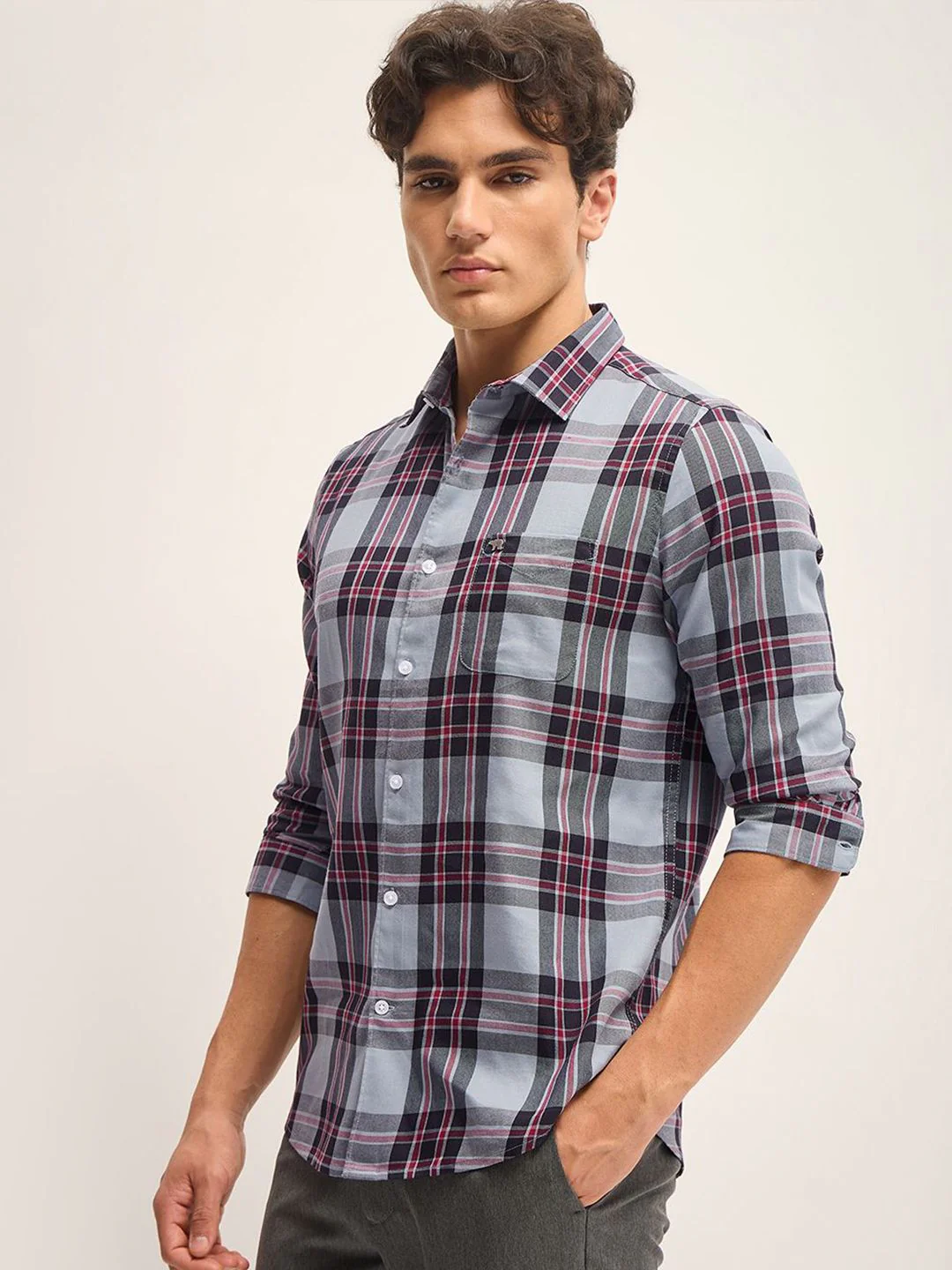 THE BEAR HOUSE Men Slim Fit Tartan Checks Casual Shirt - Image 3