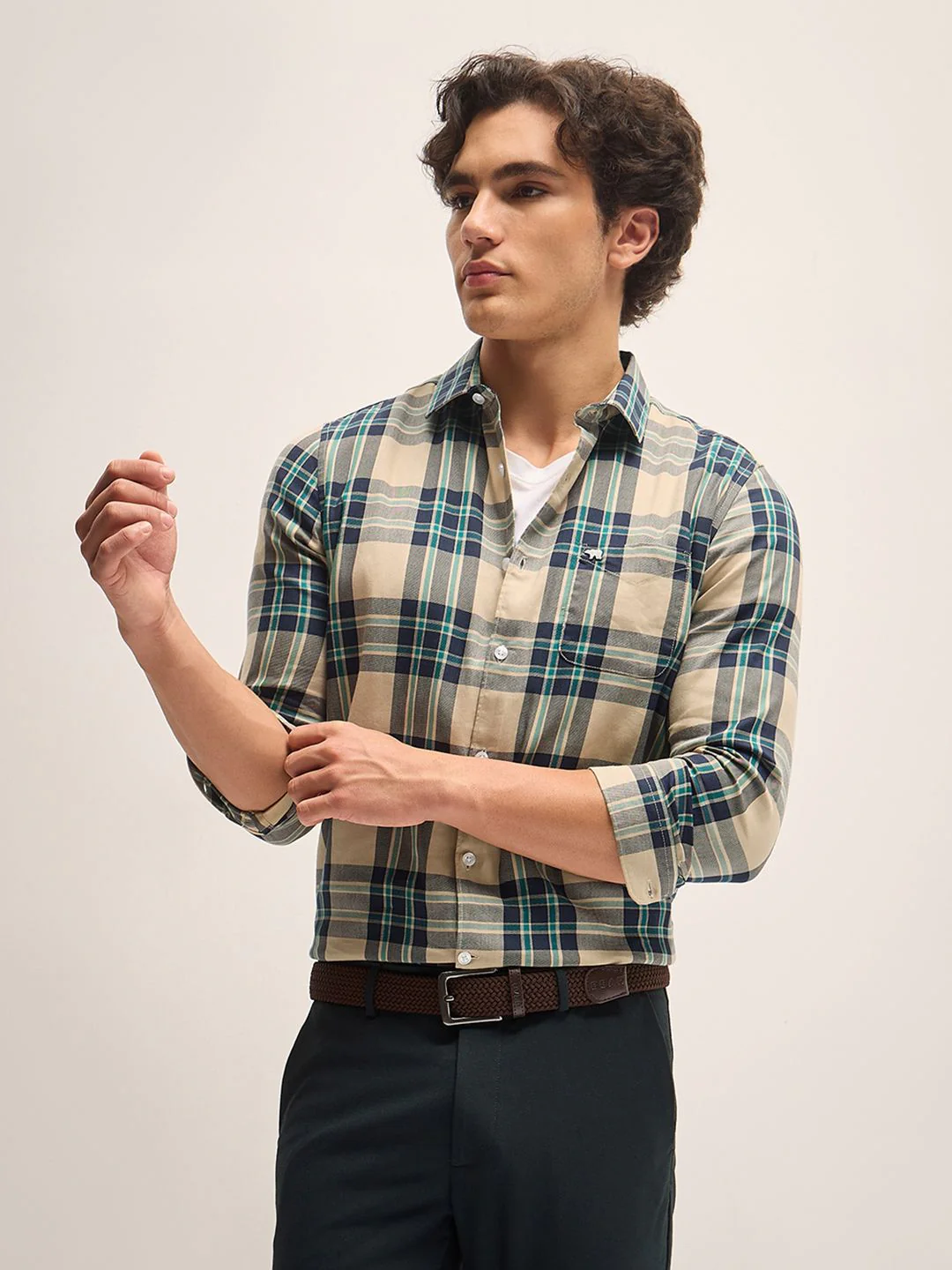 THE BEAR HOUSE Men Slim Fit Tartan Checks Casual Shirt - Image 6
