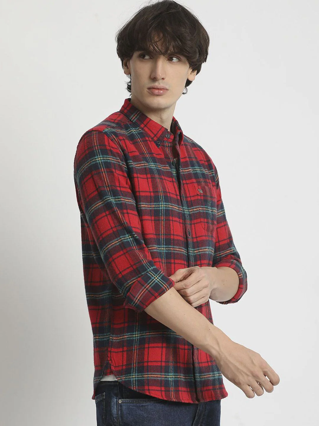 THE BEAR HOUSE Men Slim Fit Tartan Checks Opaque Checked Casual Shirt - Image 5