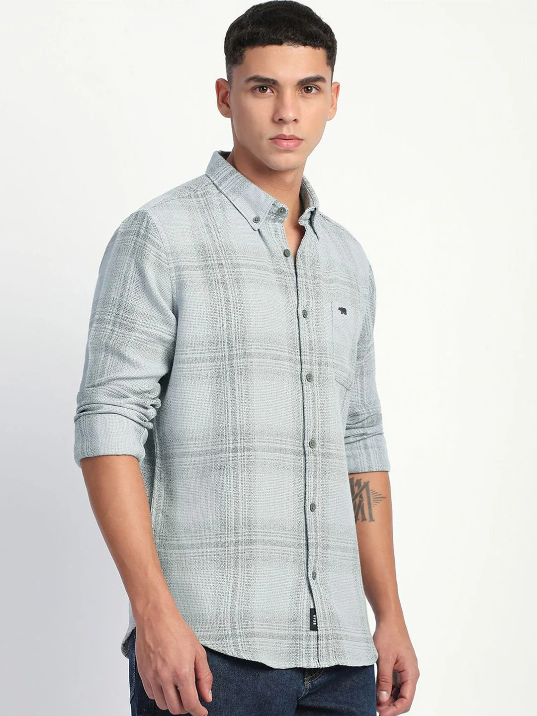 THE BEAR HOUSE Men Slim Fit Tartan Checks Opaque Checked Casual Shirt - Image 5