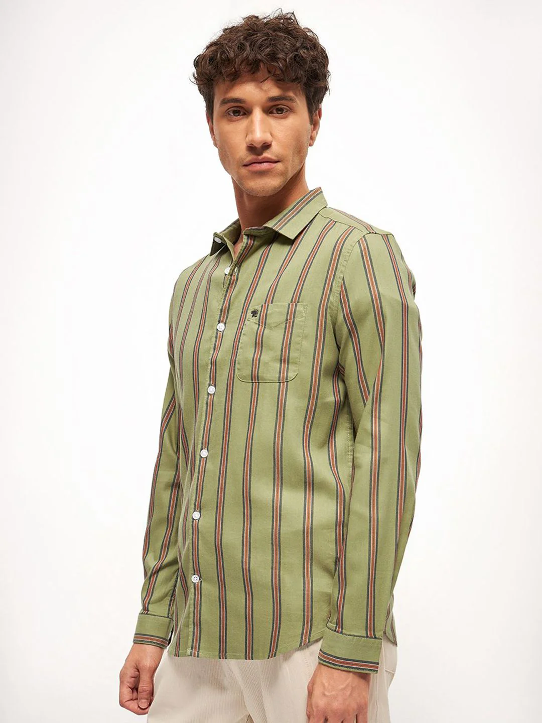 THE BEAR HOUSE Men Slim Fit Tartan Checks Opaque Striped Casual Shirt - Image 3