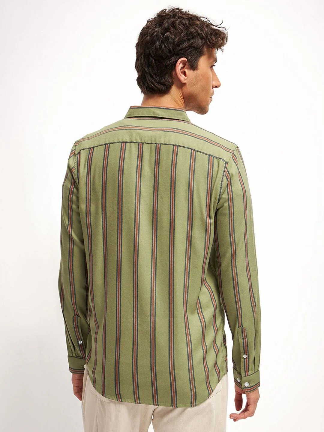 THE BEAR HOUSE Men Slim Fit Tartan Checks Opaque Striped Casual Shirt - Image 5