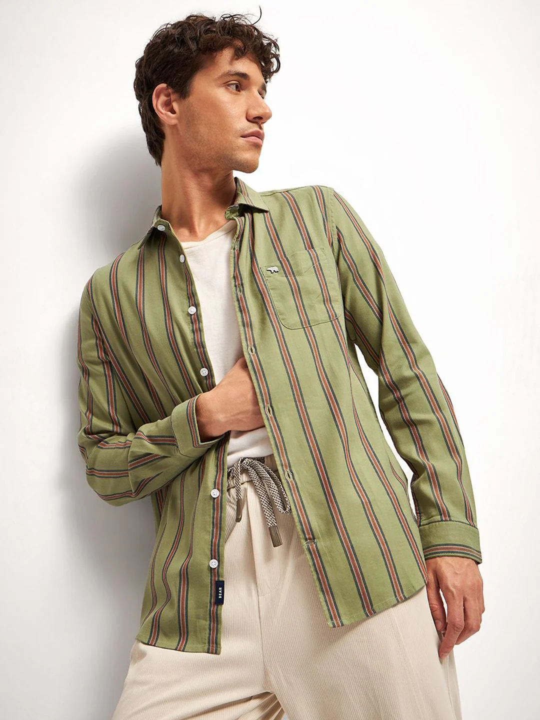 THE BEAR HOUSE Men Slim Fit Tartan Checks Opaque Striped Casual Shirt - Image 6