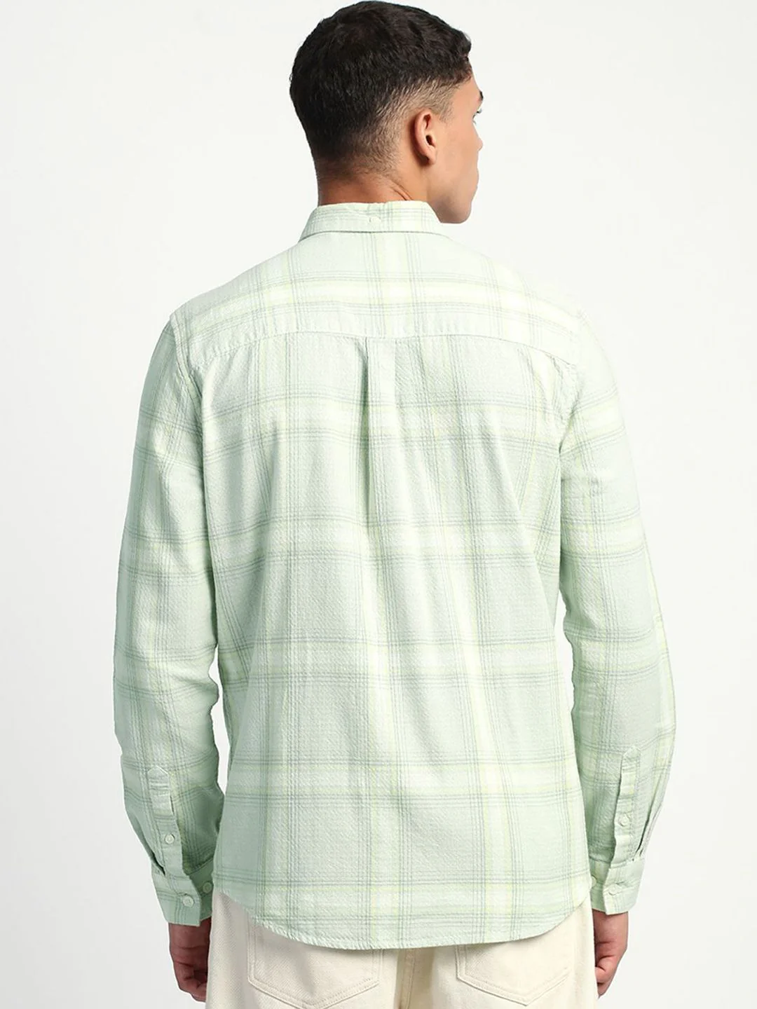 THE BEAR HOUSE Men Slim Fit Windowpane Checks Opaque Pure Cotton Casual Shirt - Image 4