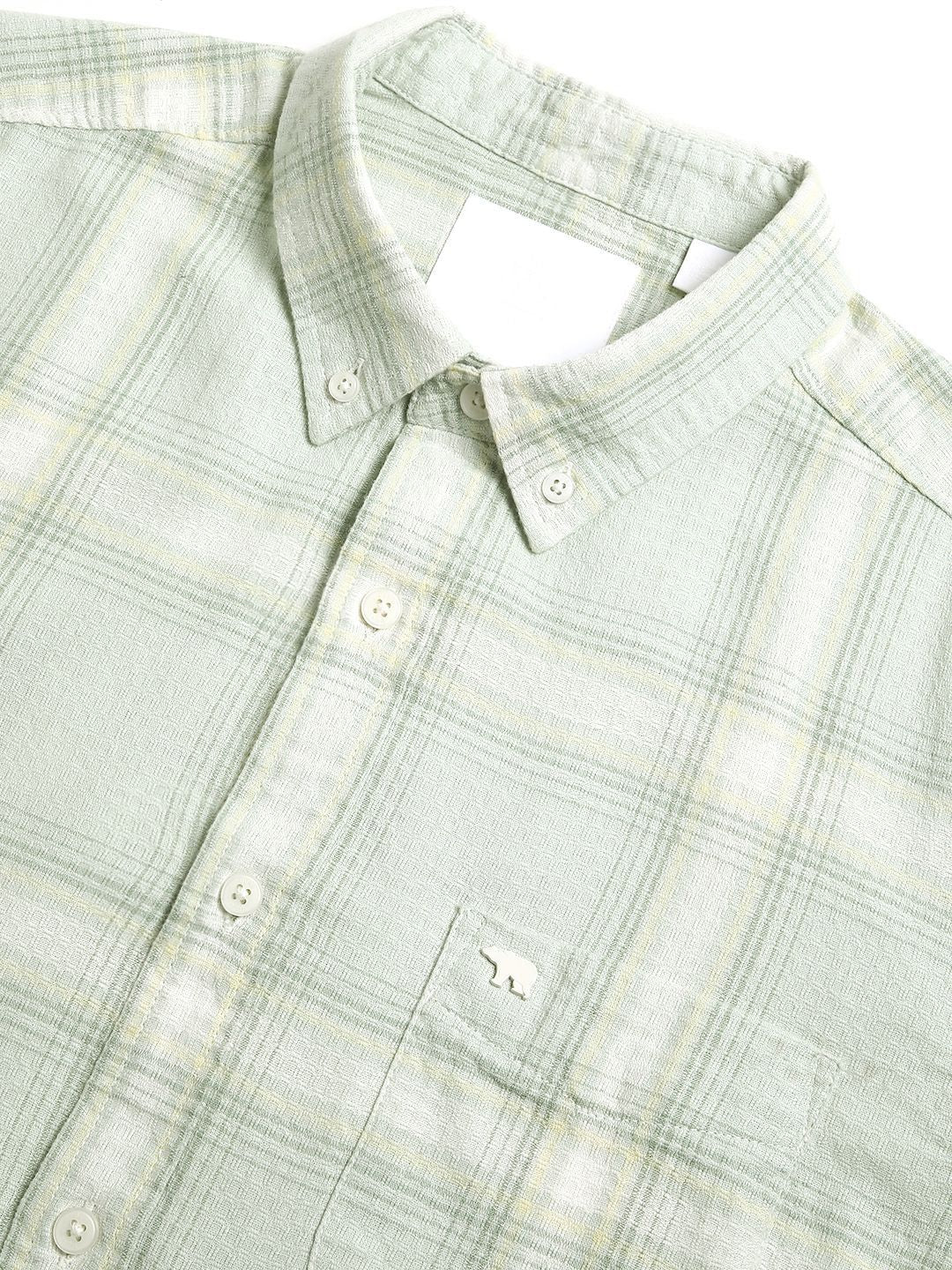 THE BEAR HOUSE Men Slim Fit Windowpane Checks Opaque Pure Cotton Casual Shirt - Image 7