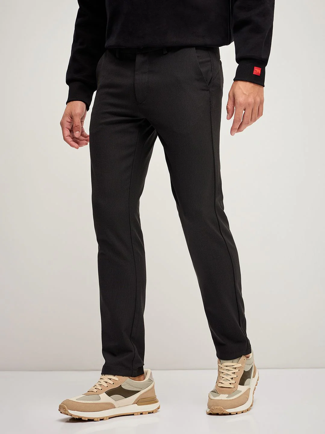 THE BEAR HOUSE Men Solid 4 Way Stretch Formal Trouser - Image 3