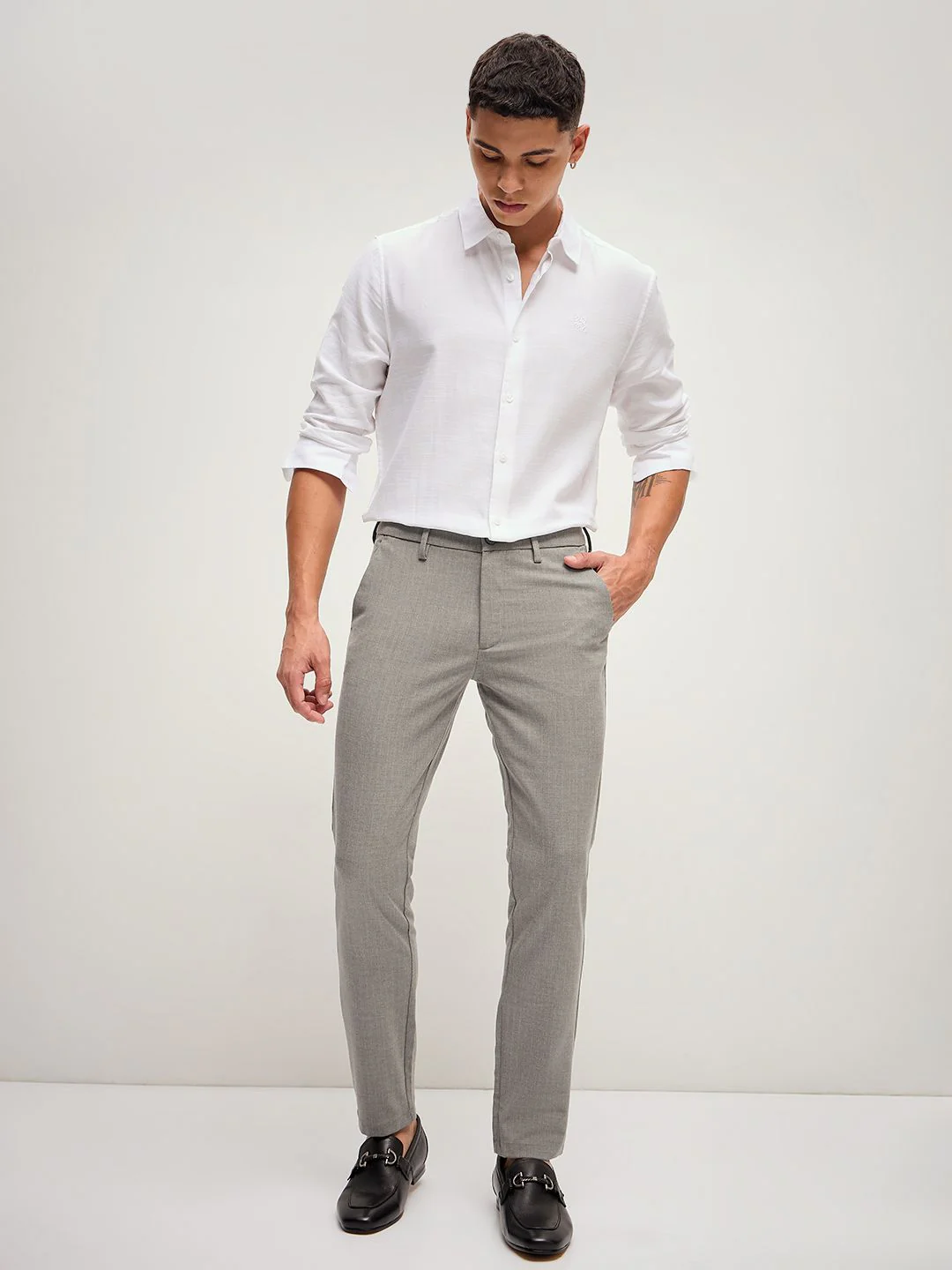 THE BEAR HOUSE Men Solid 4 Way Stretch Formal Trouser - Image 3