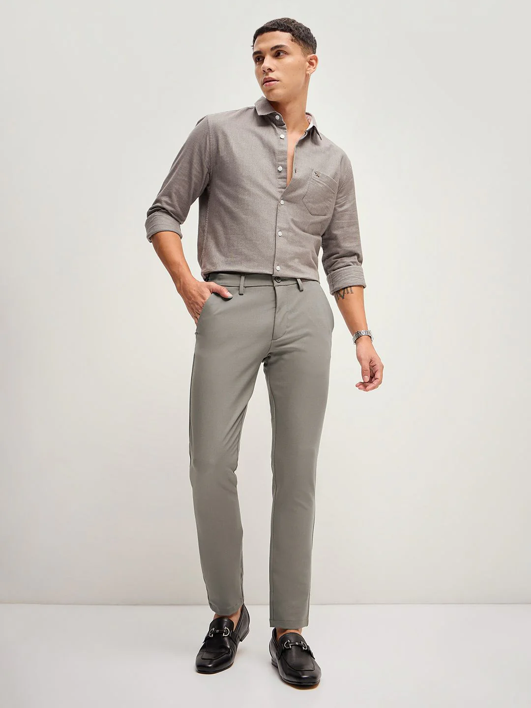 THE BEAR HOUSE Men Solid 4 Way Stretch Formal Trouser - Image 5