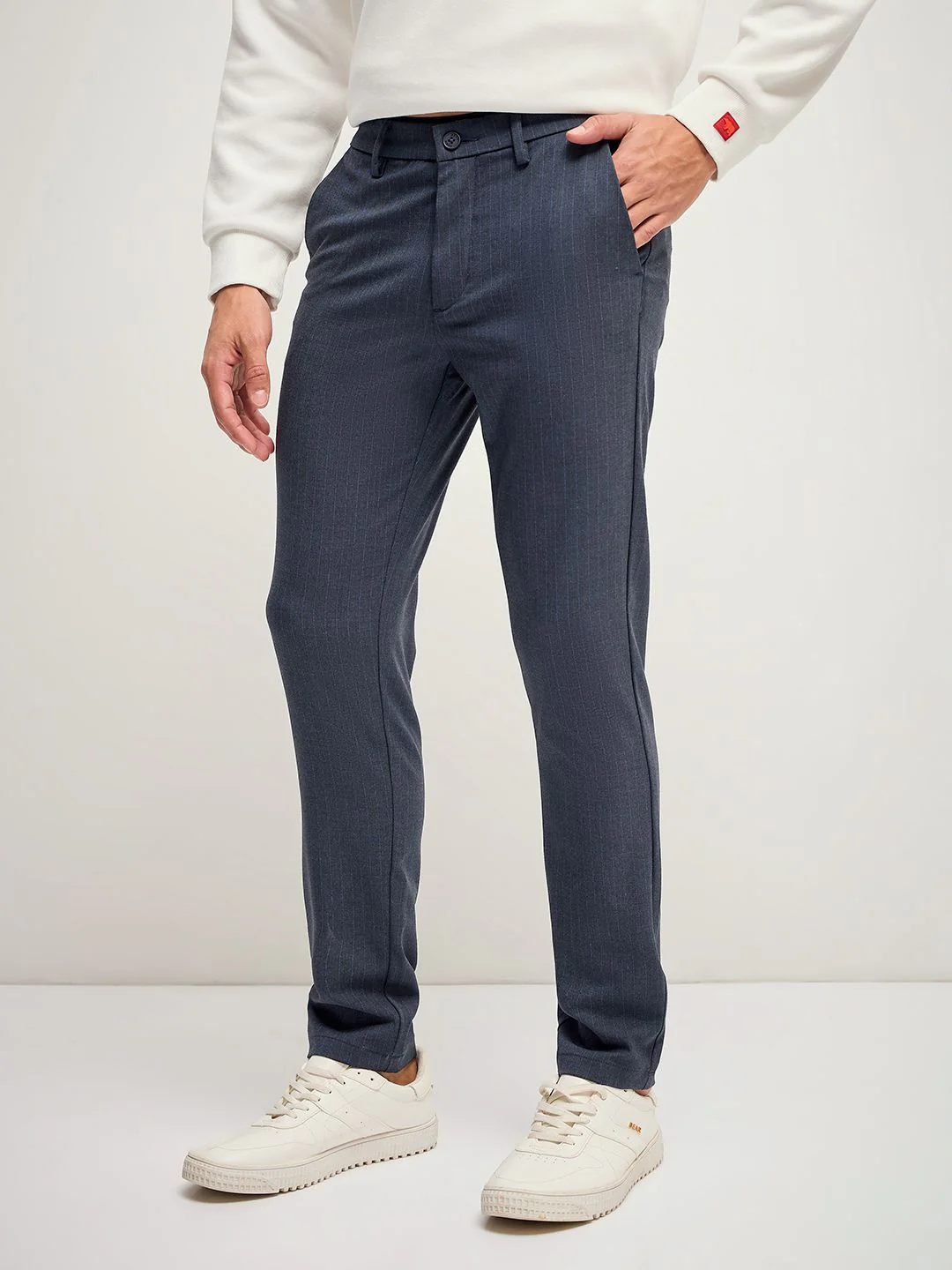 THE BEAR HOUSE Men Solid 4 Way Stretch Formal Trouser - Image 3