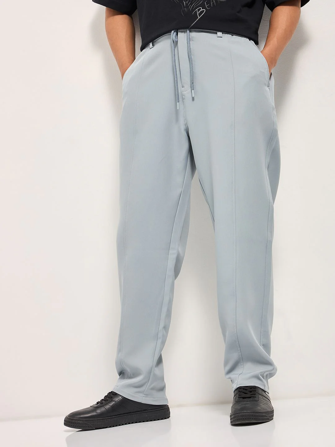 THE BEAR HOUSE Men Solid Baggy Fit Casual Trouser
